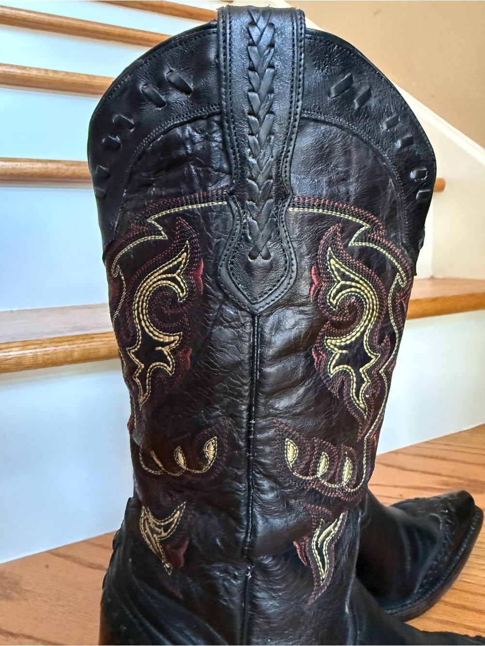 Lucchese Black Leather Western Cowboy Women's Boots Size: 8B Made In Mexico - Picture 4 of 16